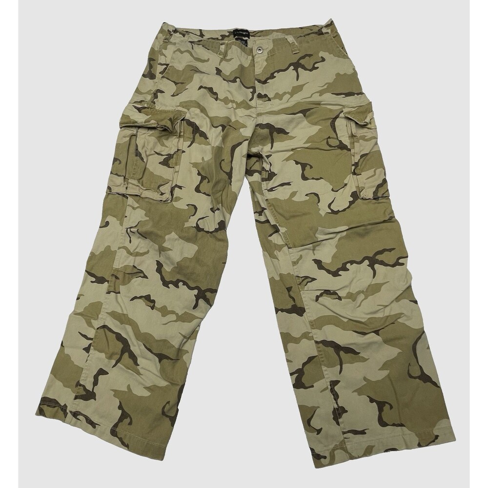 No Boundaries Men's Cargo Pants Brown Camo Print Pockets Cotton Size 38x30